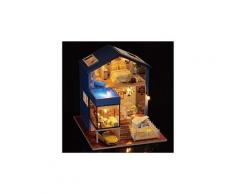 Maison de poupée en bois miniature maison de poupée 3d à la main avec un cadeau festif léger jouets éducatifs