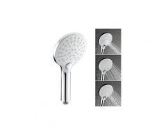 Pommeau de douche chromé douchette à main blanc avec un bouton 3 jets aux choix douchette anticalcaire universelle amovible