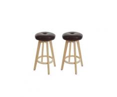 2x tabouret de bar navan, chaise de comptoir, bois, similicuir, rotatif ~ noir, pieds clairs
