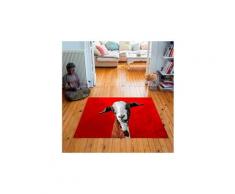 Tapis carré velours antidérapant imprimé animaux funny goat - 135 x 135 cm