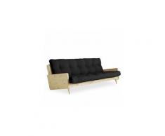 Canapé 3/4 places convertible ingrid style scandinave futon gris foncé couchage 130*190 cm.