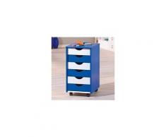 Caisson 6 tiroirs sur roulettes bleu et blanc - modular