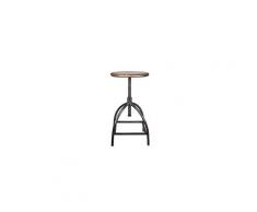 Tabouret style industriel métal noir et bois de manguier