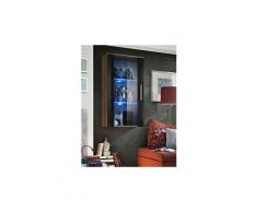 Vitrine led murale design "neo" 110cm prunier & noir brillant