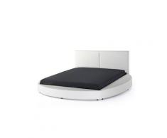 Lit design en cuir rond 180x200 cm blanc laval