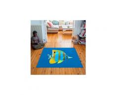 Tapis carré velours antidérapant imprimé poissons butterfly fish - 135 x 135 cm