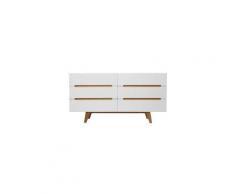 Commode scandinave blanc brillant et frêne 6 tiroirs melka
