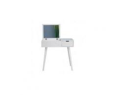Coiffeuse avec miroir et tabouret, coiffeuse moderne blanche table de maquillage en bois,1miroir 1 tiroirs,coiffeuse enfant/femme,meubles de salle de