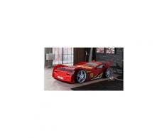 Lit enfant voiture rouge racer avec sommier 90x200