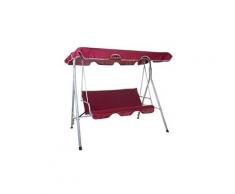 Balancelle hwc-d61, balançoire de suspension pour jardin, banc, 3 places, toit réglable 197x185cm ~ bordeaux