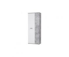 Armoire a chaussures style contemporain effet béton et blanc mat - l 69 cm