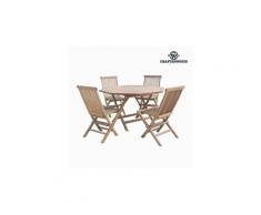 Table octogonale avec 4 chaises en bois de teck - salon de jardin design