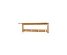 Porte-manteau mural penderie murale étagère 50l x 17l x 20h cm 4 patères kit fixation fourni bambou naturel