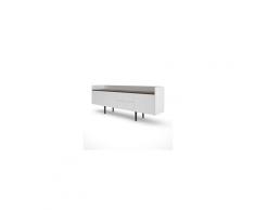 Unit enfilade 3 portes 2 tiroirs - décor noyer et blanc - l 195,5 x p 40,5 x h 73,2 cm