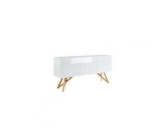 Lulea buffet haut scandinave blanc laque brillant - l 180 cm