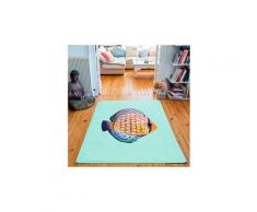Tapis rectangulaire velours antidérapant imprimé poissons miss orange - 135 x 200 cm