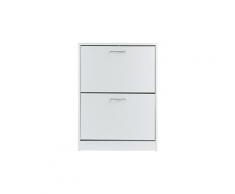 Armoire à chaussures meuble à chaussures dim. 60l x 24l x 80h cm 2 portes abattantes blanc