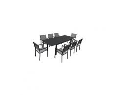 Salon de jardin capri extensible en textilène gris 8 places - aluminium anthracite