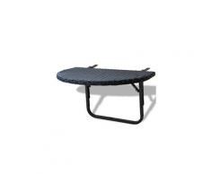 Table de balcon en rotin synthétique noir