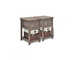 Table de nuit chevet commode armoire meuble chambre 2 pcs bois marron helloshop26 1402071