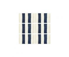 Linge de table ensemble lomé napperons 6 pcs chindi bande bleu et blanc 30 x 45 cm