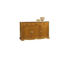 Enfilade pin miel 3 portes 3 tiroirs dessus blanc