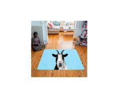 Tapis carré velours antidérapant imprimé animaux baby goat - 135 x 135 cm