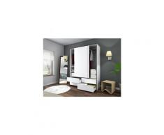 Capri armoire de chambre style contemporain blanc et noir mat - l 140 cm