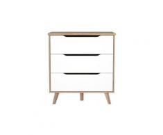 Finlandek commode de chambre vankka scandinave décor chene et blanc mat + pieds en bois massif - l 80 cm