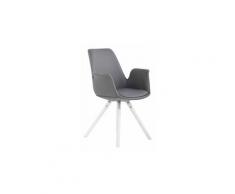 Sublime chaise de salle à manger, de cuisine, de salon port-louis cuir synthetique blanc rond