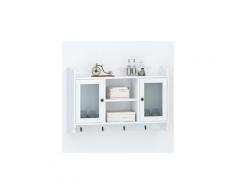 Etagères serie kiev vitrine murale avec étagère de livre / dvd / verre en mdf blanc