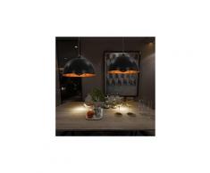 2 pcs plafonniers noir et doré semi-sphérique 40 cm e27