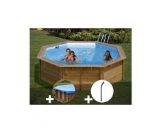 Kit piscine bois sunbay violette ø 5,11 x 1,24 m + bâche hiver + douche
