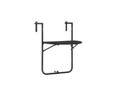 Table de balcon noir 60x64x83,5 cm plastique aspect de rotin