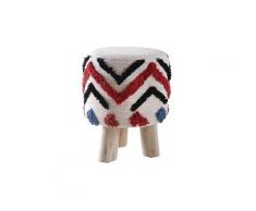 Tabouret en coton tufté et bois - dim : ø 30 x h 40 cm -pegane-