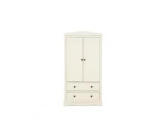 Armoire enfant en bois de 2 portes et 2 tiroirs coloris crème - dim : h 190 x l 100 x l 52 cm -pegane-