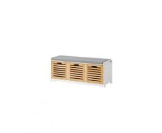 Sobuy® fsr23-wn banc de rangement avec coussin rembourré et 3 cubes meuble d'entrée commode à chaussure banquette meuble de rangement confortable