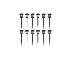Borne solaire extérieure led 12 pcs avec piquet 8,6 x 8,6 x 38 cm cs411611