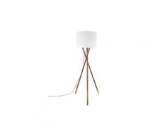 Lampadaire trépied en bois avec abat-jour en tissu coloris blanc - dim : d 66 x h 162 cm - pegane -