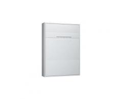 Armoire lit escamotable kompact ouverture assistée, coloris blanc mat couchage 160*200 cm.