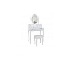Coiffeuse avec miroir et tabouret, coiffeuse moderne blanche table de maquillage en bois,1 miroir 4 tiroirs,coiffeuse enfant/femme,meubles de salle de