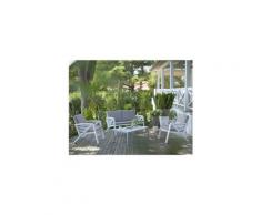 Salon de jardin bas 4 personnes résine/alu blanc lounge