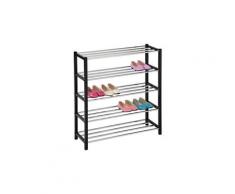 Etagère à chaussures dublin rangement porte-chaussures avec 5 niveaux pour 20 paires en métal chromé et laqué noir