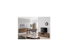 Buffet - bahut - enfilade campagne enfilade panneau de particules classique décor ton bois - l 219,5 x p 39,2 x h 83,8 cm