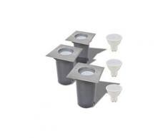 Luminaires reference mexico lampe led encastrable au sol d'extérieur 3 pièces carré