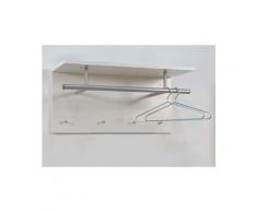 Penderie murale avec tringle et 4 crochets coloris blanc - dim : 72 x 34,5 x 29,3 cm -pegane-