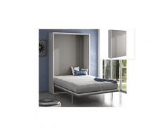 Lit escamotable malina ouverture verticale manuelle - 140x200cm - blanc/gris