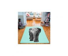 Tapis rectangulaire velours antidérapant imprimé animaux elephant - 135 x 200 cm