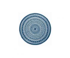 Tapis de salon rond "mandaly" 150cm bleu