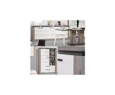 Salle à manger complète bois grisé/laque blanche - nova - l 180 / 240 x l 90 x h 75 - neuf